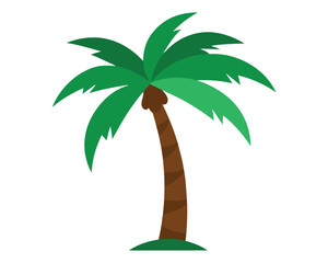 Vibrant palm tree vector illustration evoking tropical paradise with lush green leaves and brown trunk