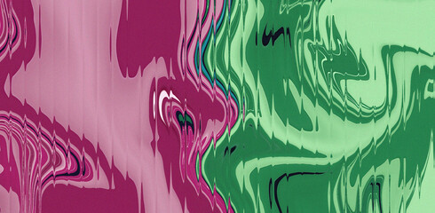 Abstract vibrant blend of green and pink waves creates a dynamic modern backdrop with fluid motion, ideal for creative projects or eye-catching design elements