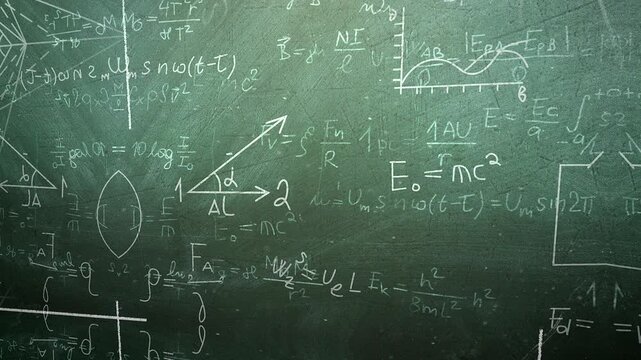 intense science classroom scene with intricate equations and graphical data - Powered by Adobe