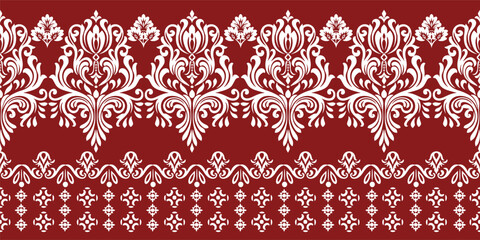 floral pattern vintage ethnic modern embroidery flower motif branches leaves wallpaper seamless background border.	
