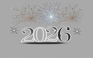 festive New Year celebration card with fireworks and holiday decorations