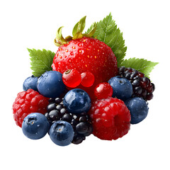 Vibrant Mixed Berries on White Background - Fresh Berry Collection for Food Photography
