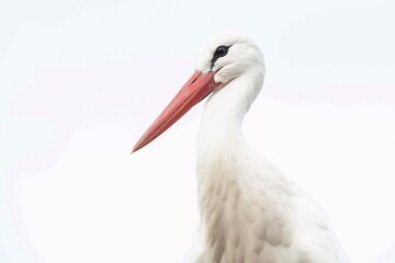 Portrait of a stork on a white background