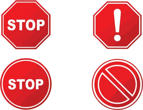 Signs of Caution Stop, Warning, and Prohibition Icons for Safety Awareness and Regulatory Compliance