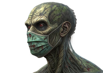 zombie-mask on a isolated transparent background	