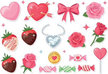 Sweet Valentine's Day Collection Heart Jewelry, Roses, and Candy