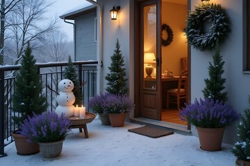 Ein gemütlicher, winterlicher Balkon
