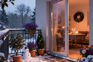 Ein gemütlicher, winterlicher Balkon