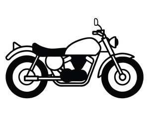 Fototapeta premium Classic Motorcycle Silhouette Isolated on White Background Represents Freedom and Adventure Travel