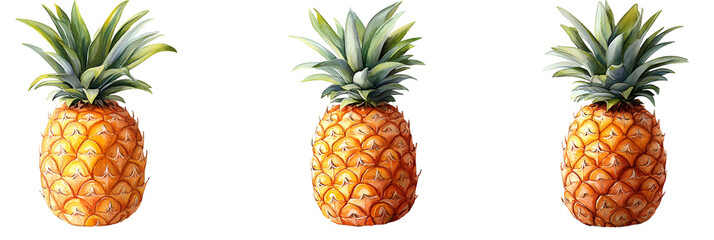 Fototapeta premium Four pineapples against transparent background