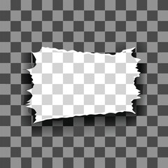 Torn white paper with jagged edges on a checkered background torn paper ripped paper