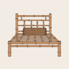 Stylized bamboo lounge chair illustration on a neutral background