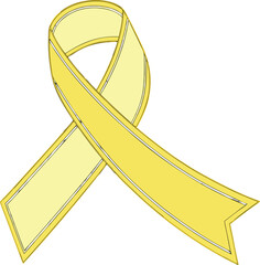 Yellow awareness ribbon with black and yellow border details yellow ribbon symbol