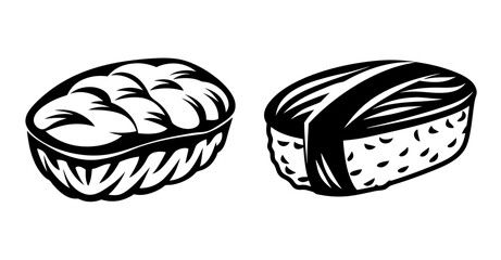 Two delicious sushi pieces with rice and fish a classic japanese cuisine offering diverse flavors and textures