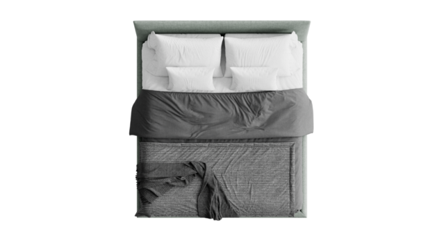 Bed on an isolated background. Furniture for collages, graphics designs, and presentations.
