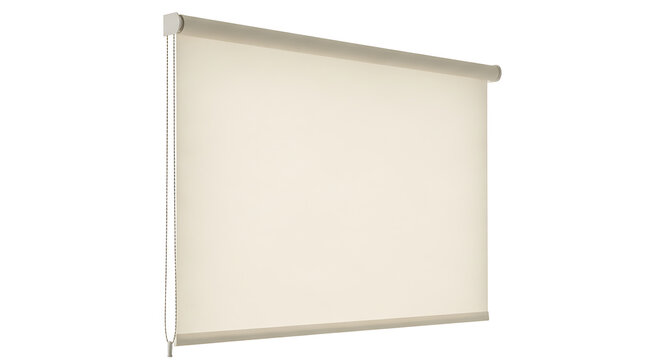 Close up of a beige roller shade against a white background in a studio setting with soft lighting ai generated