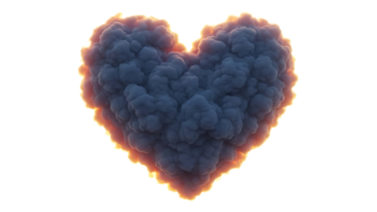 Heart shaped cloud isolated on transparent background for love and valentines day