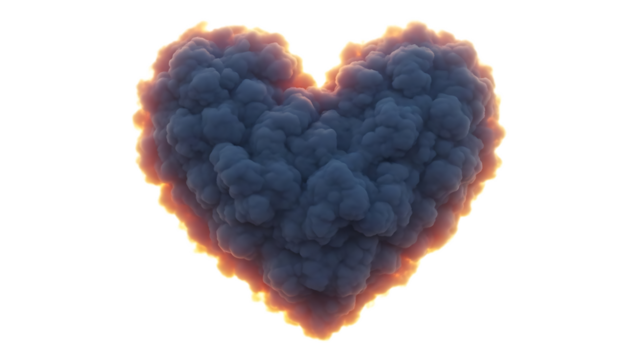 Heart shaped cloud isolated on transparent background for love and valentines day