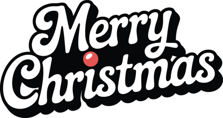 Retro merry christmas text with a red rudolph nose accent