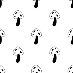 mushroom seamless pattern isolated on transparent background.