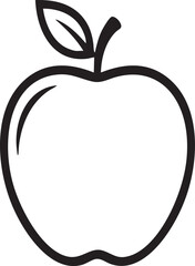Simple Outline Apple Icon Vector - Minimalist Line Art Fruit Symbol

