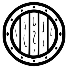 doodle wooden shield illustration hand drawn outline vector