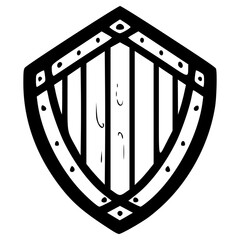 doodle wooden shield illustration hand drawn outline vector