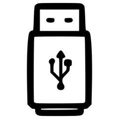 doodle usb stick or flash disk illustration hand drawn outline vector