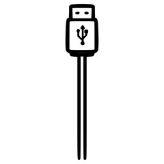 doodle USB cable illustration hand drawn outline vector