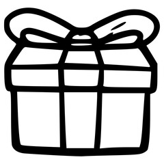 doodle gift box illustration hand drawn outline vector