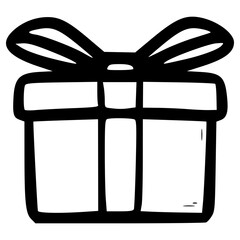doodle gift box illustration hand drawn outline vector