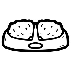 doodle full twin pet bowl illustration hand drawn outline vector