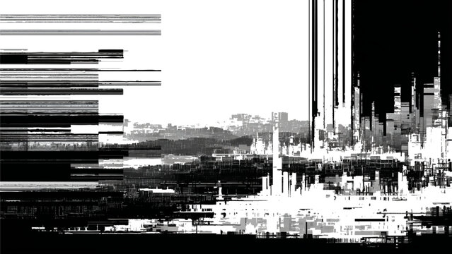 Monochrome digital glitch art abstract background with pixel error effect Vector, illustration
