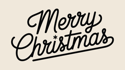 Elegant merry christmas script text on beige background