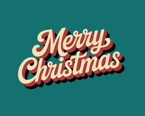 Retro merry christmas script with 3d effect