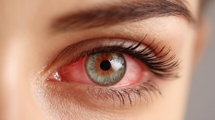 Obraz premium The close up of a human eye features striking colors with a mix of green and brown tones. The eye exhibits detailed textures and the reflection of light creating a captivating visual.