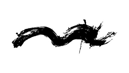 Abstract black grunge ink paint wavy brush stroke artistic design element Vector, illustration