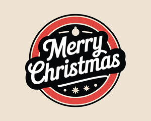 Retro merry christmas badge with festive stars