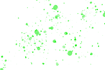 Green splatter background abstract art drop design pattern on transparent