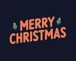 Retro marquee style merry christmas greeting with ornaments