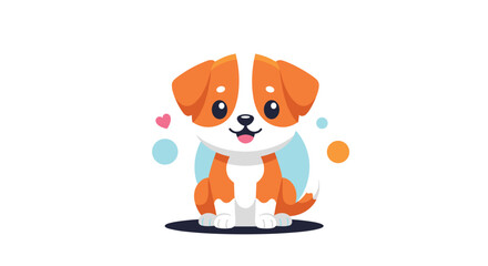 An adorable puppy with a heart on its chest sits happily ready to be a loving companion.