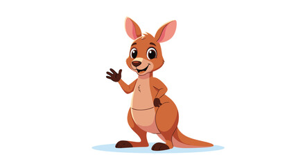 A cheerful kangaroo character waves a friendly hello with a welcoming expression.
