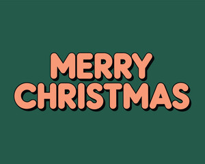 Merry christmas bold text design on dark green background