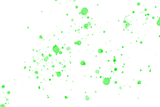 Green splatter background abstract art drop design pattern on transparent