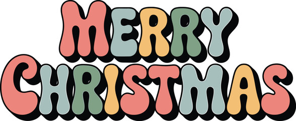 Retro merry christmas text with pastel colors