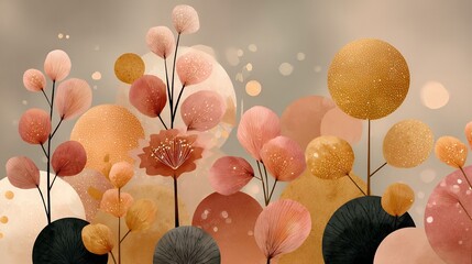 New Year festive boho aesthetic background, flat vector illustration, soft muted boho palette, abstract confetti patterns, delicate shapes and minimal decorative lines, cozy and artistic vibe