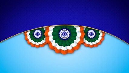 Republic Day Tricolor Badge Design with Blue Background