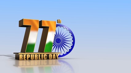 77th Republic Day Tricolor 3D Text with Rotating Ashoka Chakra and Falling Confetti