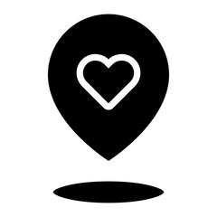 pin location with favorite love heart shape glyph icon