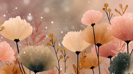 New Year festive boho aesthetic background, flat vector illustration, soft muted boho palette, abstract confetti patterns, delicate shapes and minimal decorative lines, cozy and artistic vibe